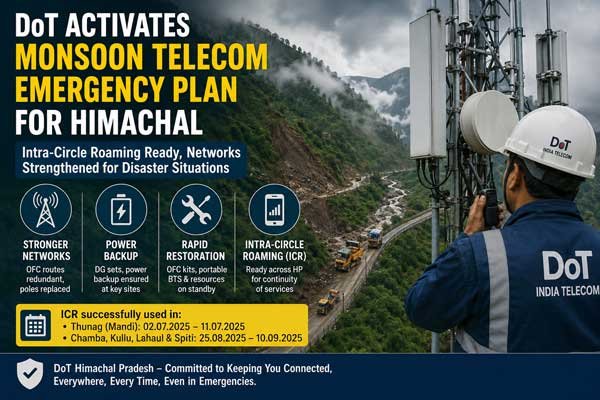 DoT activates monsoon telecom emergency plan in Himachal